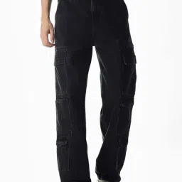 Jack & Jones Black Cotton Loose Fit Cargo Jeans-picture-10