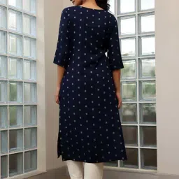 Libas Navy Cotton Embroidered Straight Kurta image 2