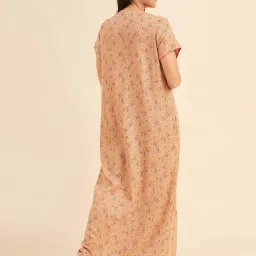 Sweet Dreams Beige Cotton Printed Night Gown image 2