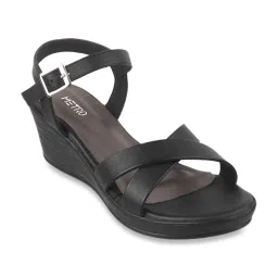 Metro Women's Black Ankle Strap Wedges image 1