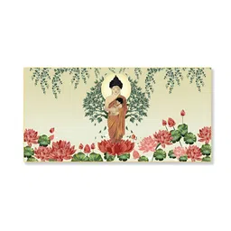 nestroots Green & Red Buddha Symbolized Naturing Canvas Painting Wall Art image 2