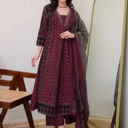 KALINI Women Maroon Kurta Sets-picture-26
