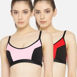 Lady Lyka Multicolor Non Wired Non Padded Sports Bra (Pack Of 2)-image-47