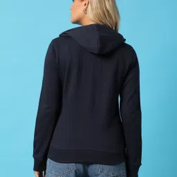 Campus Sutra Navy Cotton Graphic Print Hoodie image 2