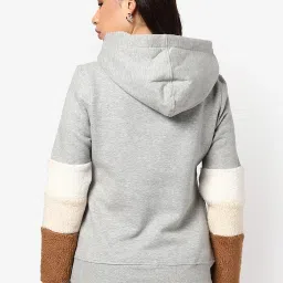 Campus Sutra Grey Cotton Textured Hoodie image 2