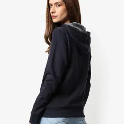 Campus Sutra Navy Cotton Graphic Print Hoodie image 2