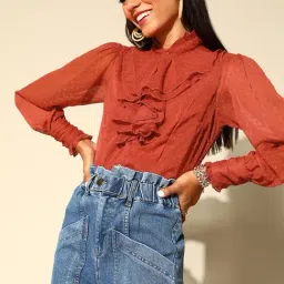 Melon by PlusS Red Self Design Top-image-67