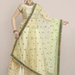 Dupatta Bazaar Light Green Zari Work Dupatta-picture-17