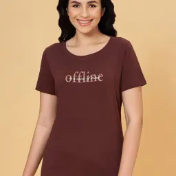 Honey by Pantaloons Brown Cotton Printed T-Shirt-image-9