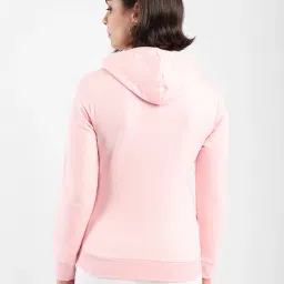 Campus Sutra Pink Cotton Graphic Print Hoodie image 2