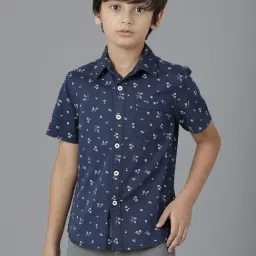 Under Fourteen Only Kids Navy Cotton Printed Shirt-picture-27