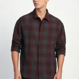 The Bear House Red Cotton Relaxed Fit Checks Shirt image 1
