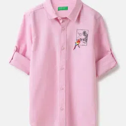 United Colors Of Benetton Boys Pink Cotton Regular Fit Shirt-image-94