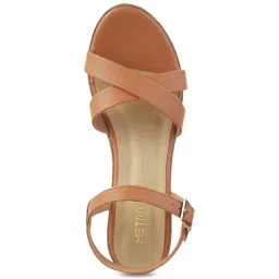 Metro Women's Tan Ankle Strap Wedges image 3