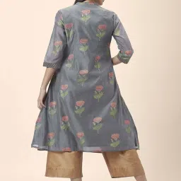 Rangmanch by Pantaloons Grey Floral Print Straight Kurta image 2