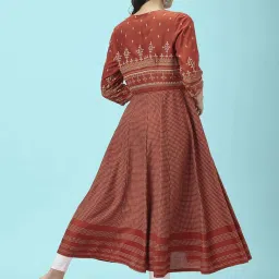 Rangmanch by Pantaloons Red Printed A Line Kurta With Jacket image 2