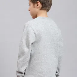 Monte Carlo Kids Grey Melange Printed Full Sleeves Sweatshirt image 2