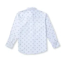 Gini & Jony Kids White & Blue Cotton Printed Full Sleeves Shirt image 2