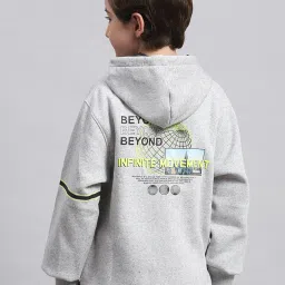 Monte Carlo Kids Grey Melange Textured Full Sleeves Sweatshirt image 2