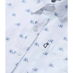 Gini & Jony Kids White & Blue Cotton Printed Full Sleeves Shirt image 3