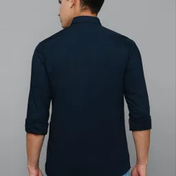 Louis Philippe Sport Navy Blue Cotton Slim Fit Printed Shirt image 2