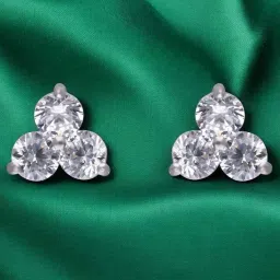 crash.club by CKC Sterling Silver Triple Round Cut Stud Earrings for Women image 1