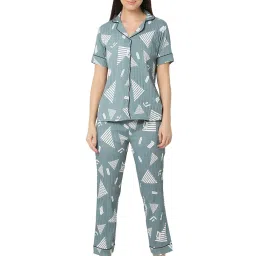 Smarty Pants Green Printed Shirt With Lounge Pants image 1