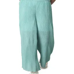 Under Fourteen Only Kids Green Solid Plazzos-picture-33