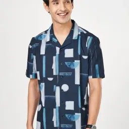 Byford By Pantaloons Blue Regular Fit Printed Shirt-image-78