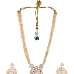 Voylla Gold Kundan Elegance Rajwada Haar Necklace & Earring Set image 4