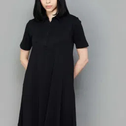 Colour Me by Melange Black Cotton A-Line Dress-picture-26