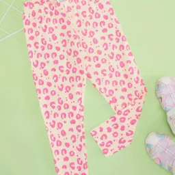 Pantaloons Junior Girls Ecru & Pink Cotton Printed Tights & Leggings-image-70