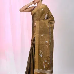 Charukriti Olive Woven Design Saree With Unstitched Blouse image 3