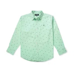 Gini & Jony Boys Green Cotton Printed Full Sleeves Shirt image 1