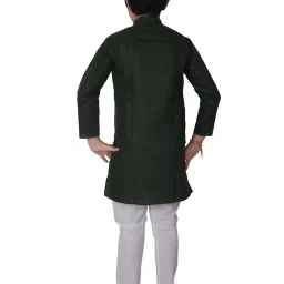 Pro-Ethic Style Developer Kids Dark Green & White Solid Full Sleeves Kurta with Pyjamas image 2