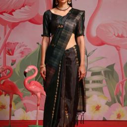 Saree Mall Black Printed Saree With Unstitched Blouse-picture-7