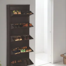 Delite Kom Double-Decker Powder Coated Coffee Wall Mounted Metal Shoe Rack (10 Shelves DIY) image 1