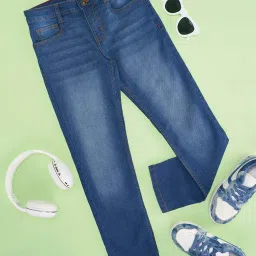 Pantaloons Junior Boys Delphinium Blue Cotton Solid Jeans image 1