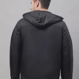 Cantabil Black Regular Fit Hooded Jacket image 2