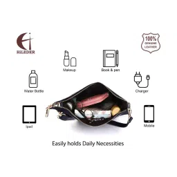 HiLEDER Navy Textured Medium Sling Handbag image 3