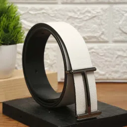 Carlton London White Leather Waist Belt For Men image 1