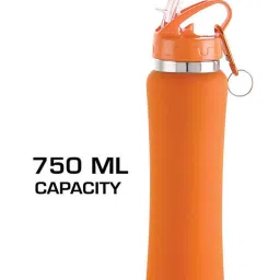 Nirlon Flip Bot Orange & Red Stainless Steel Water Bottle (0.75 L) - Set of 2 image 2