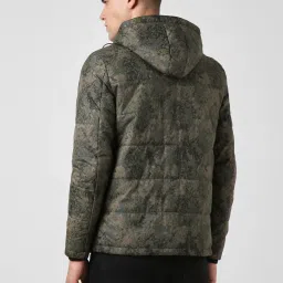 Peter England Casuals Green Regular Fit Printed Hooded Jacket image 2