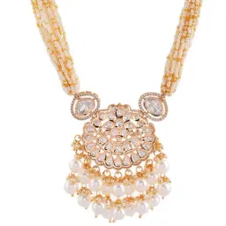 Voylla Gold Kundan Elegance Rajwada Haar Necklace & Earring Set image 5