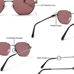 Eyejack Unisex Red Lens & Gunmetal-Toned Wayfarer Sunglasses with image 4