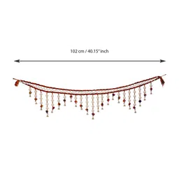 eCraftIndia White & Gold-Toned Decorative Toran Door Hanging with Shells image 4