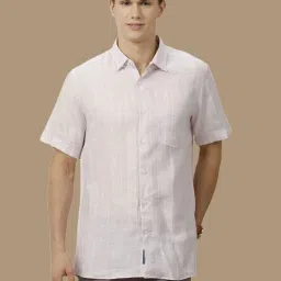 Linen Club Purple Linen Contemporary Fit Striped Shirt image 1