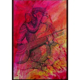 999Store Red Canvas Lord Ganesha Wall Painting image 2