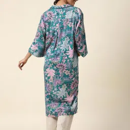 Fabindia Green Printed Straight Kurta image 2