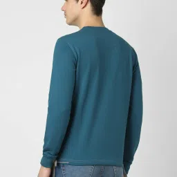 Peter England Jeans Cool Blue Slim Fit Colour Block Sweatshirt image 2